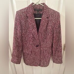 Josephine Chaus Women's Textured Pink and White Blazer